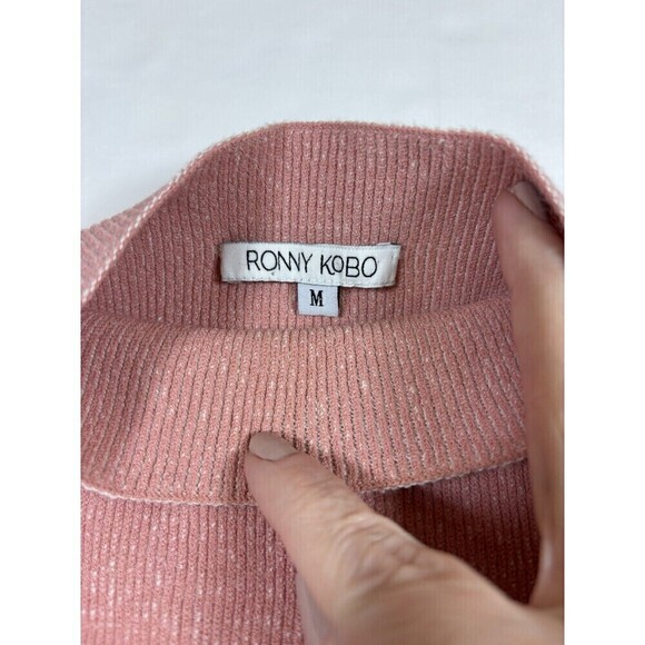 Ronny Kobo Sleeveless Sweater Dress Pink Cream Medium Cut Away - Picture 4 of 8